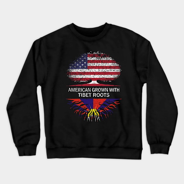 American Grown with Tibet Roots USA Flag Crewneck Sweatshirt by silvercoin